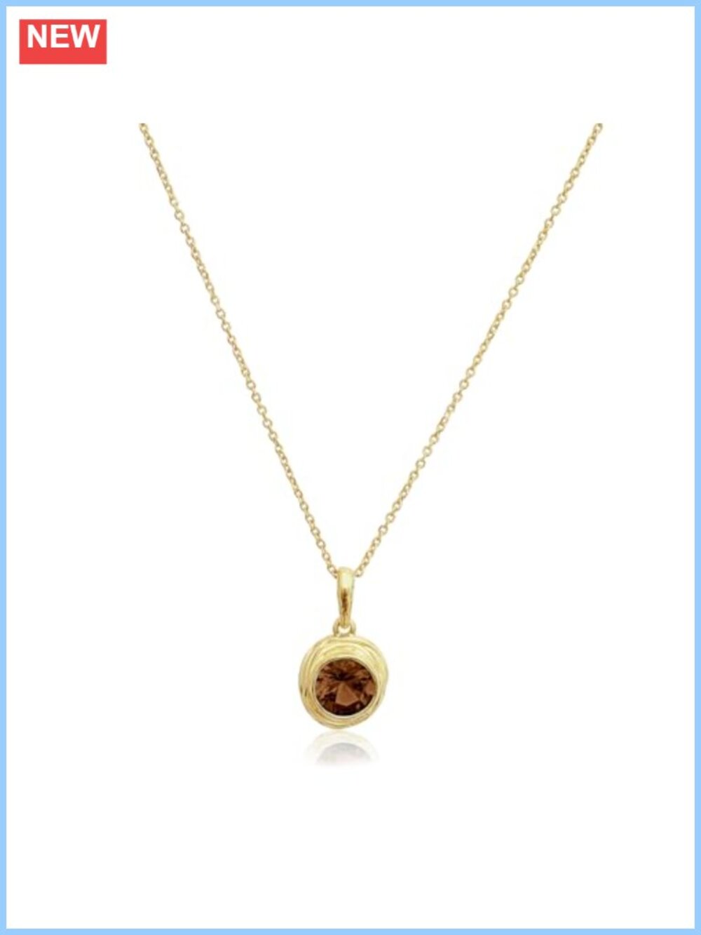 14K Gold Plated Sterling Silver CZ Bezel Pendant Necklace
